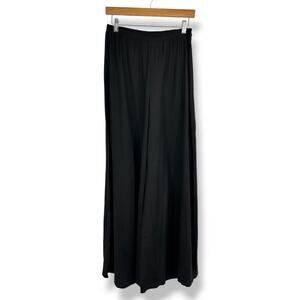 Aakaa Wide Leg Culotte Pants in Black Linen Blend Side Zipper Women's M